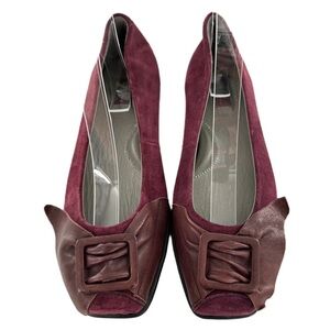 Born Crown flats size 7.5 38.5 M/W burgundy suede ballet square toe old money